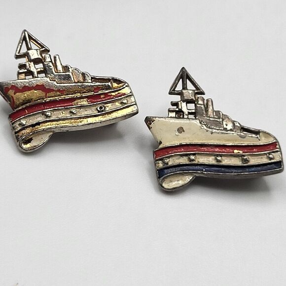Vintage Avon Ship Two Brooches Enamel 1in wide - Picture 1 of 3